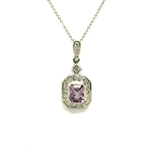 Pink Sapphire And Diamond Halo Pave Pendant Ad No.0554