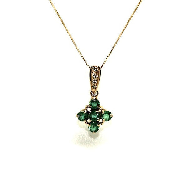 Emerald And Diamond Floral Pendant Ad No.0513
