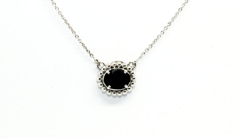 Blue Sapphire Prong Necklace 14k/18k White Gold