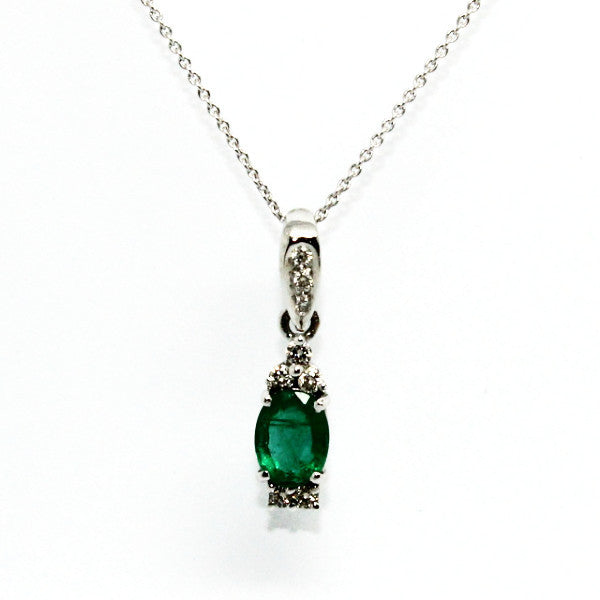 Emerald & Double Diamond Station Pendant Ad No.0613