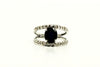 Blue Sapphire & Diamond Parallel Ring
