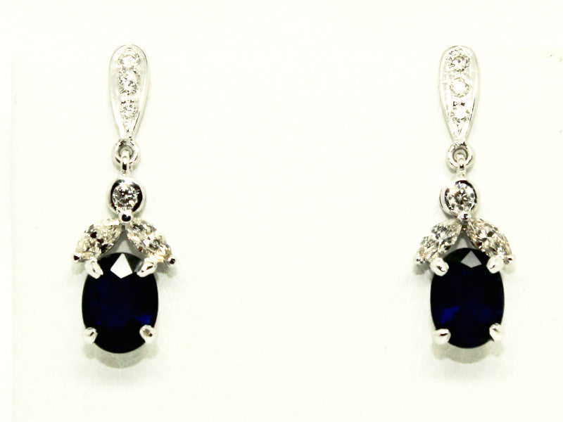 BOW MARQUISE DIAMOND EARRINGS IN BLUE SAPPHIRE AD NO.1229