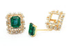GREEN HYDRO AND DIAMOND DOUBLE HALO EARRINGS AD NO.1555