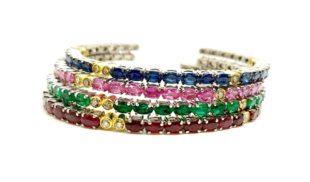 Multicolor Gemstone and Diamond Stackable Bangle ( Extraordinary Collection) Price for 1 pc
