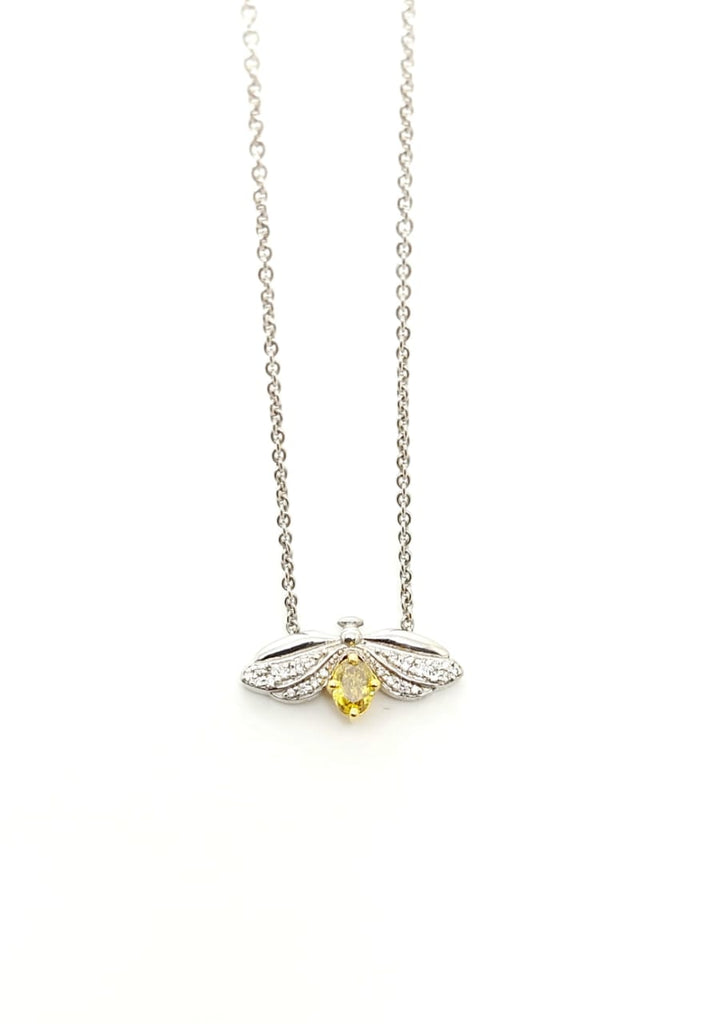 Yellow and White  Diamond Fly Necklace in 14k Yellow and White Gold AD NO. 2215