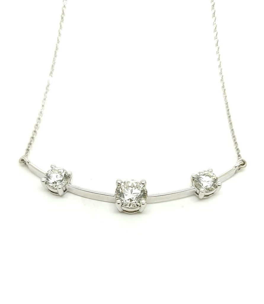 Premier Three-Stone Diamond Necklace in White Gold AD. NO. 2359