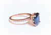 Blue sapphire and Diamond Statement Ring in 14k Rose Gold
