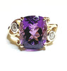 Cushion Amethyst and Diamond Weave Ring in 14k Yellow Gold (13x11)